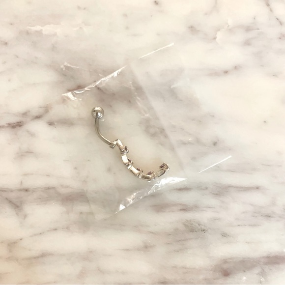 Purple Stone Linear Surgical Steel Belly Navel Ring - Picture 2 of 3